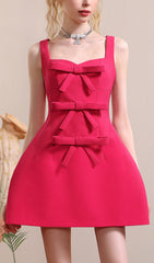 Pink BowKnot Strappy Mini Dress