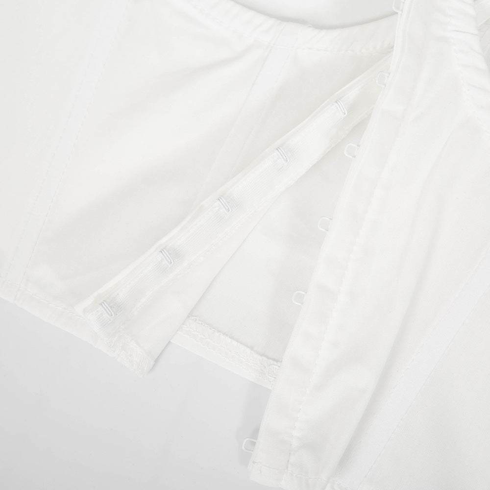 White CInCHED Waist Shirt Dress