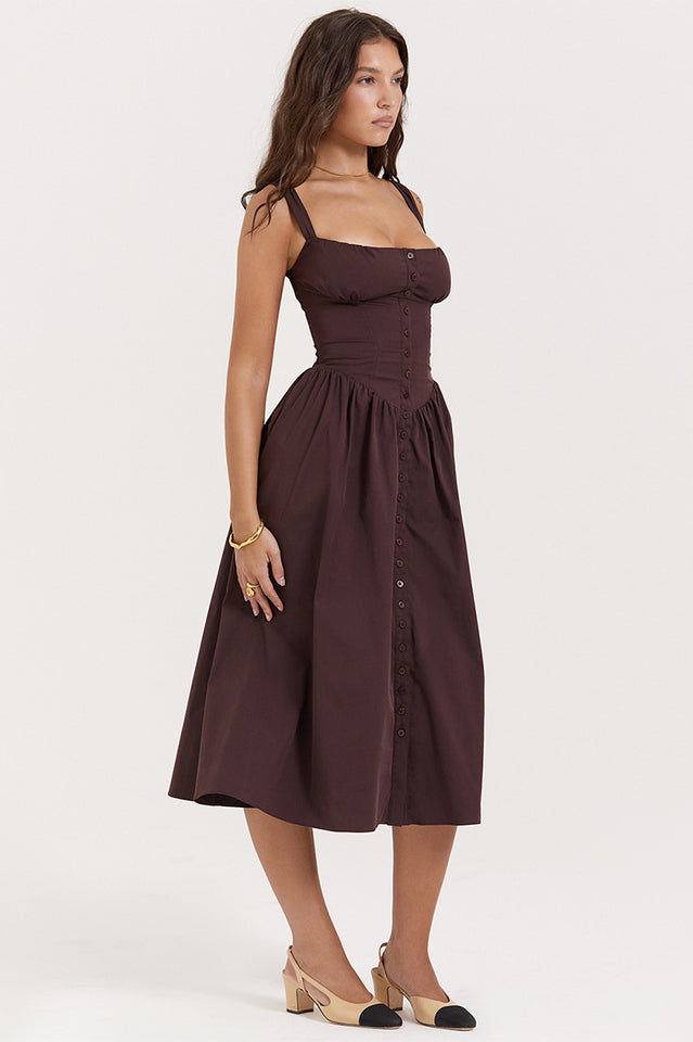 Rich Brown Midi Sundress