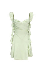 Green Strap Backless Mini Dress