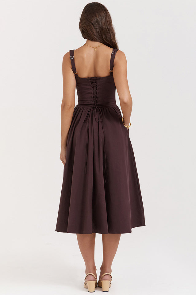 Rich Brown Midi Sundress