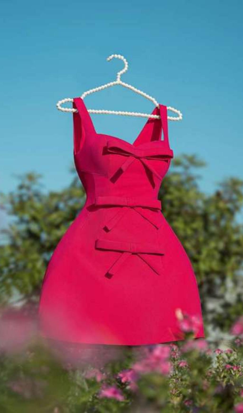 Pink BowKnot Strappy Mini Dress