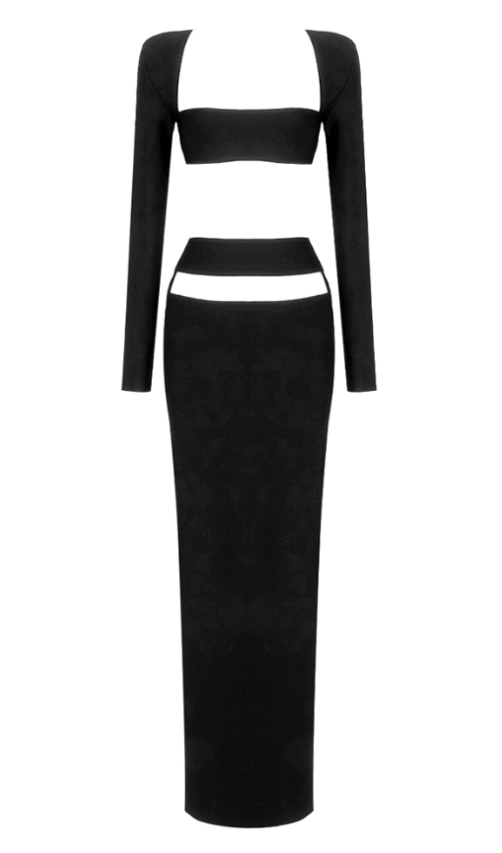 Cut Out Waist Maxi Dress In Black