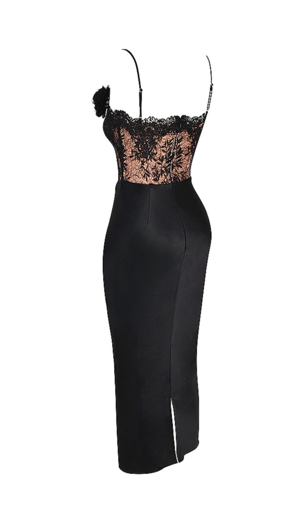 Black Satin And Lace Corset Dress