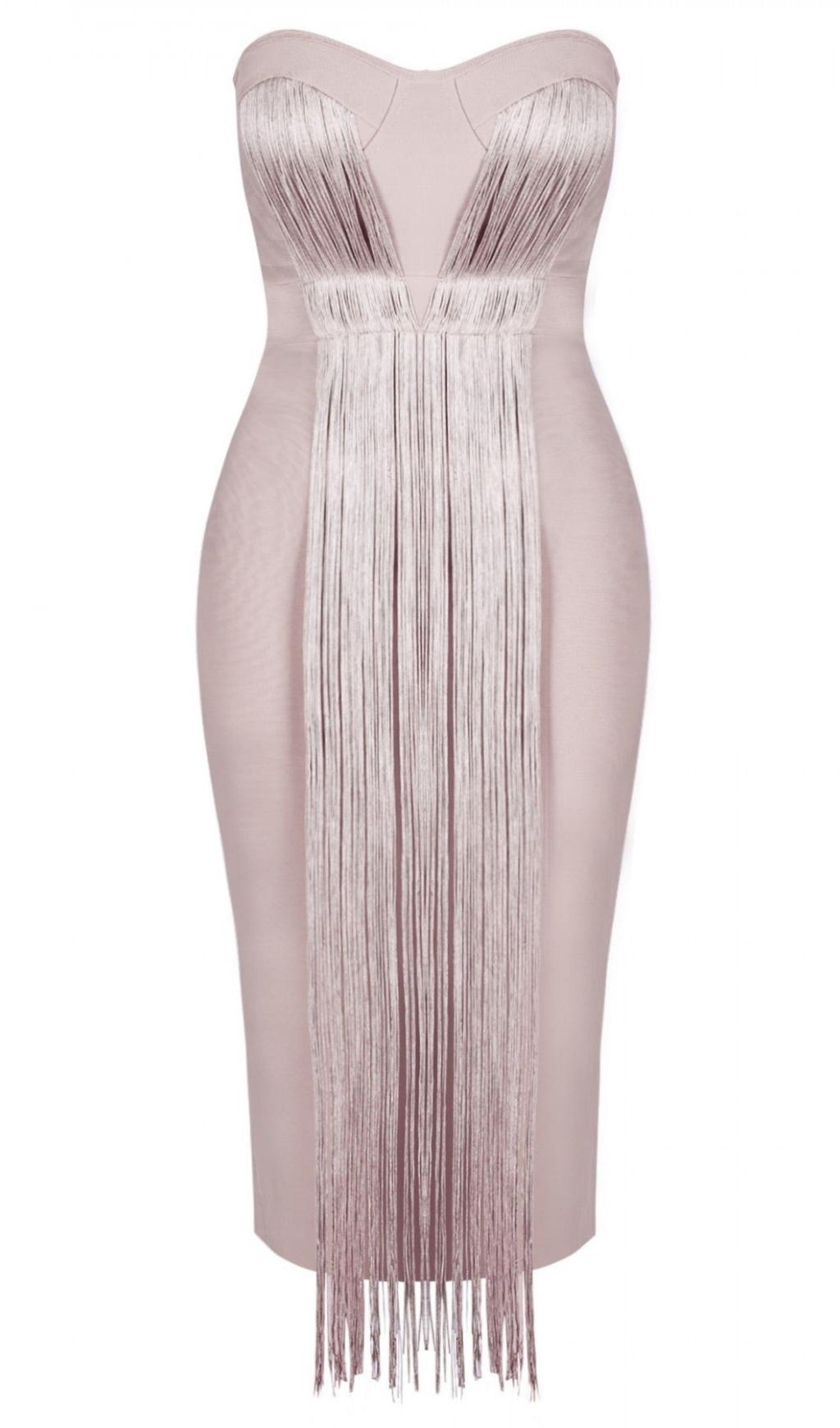 Strapless Tassels Midi Bandage Dress