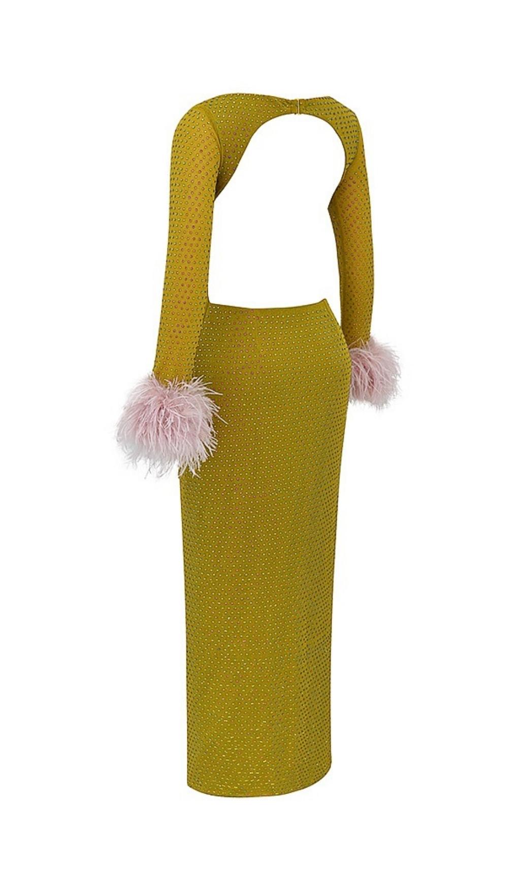Chartreuse Crystallised Maxi Dress