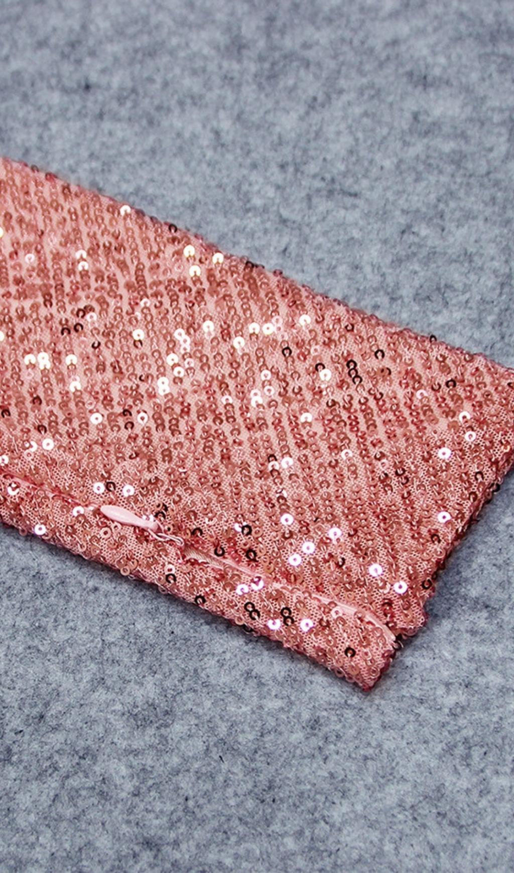 Rose Gold Holographic SequinNed Wrap Dress