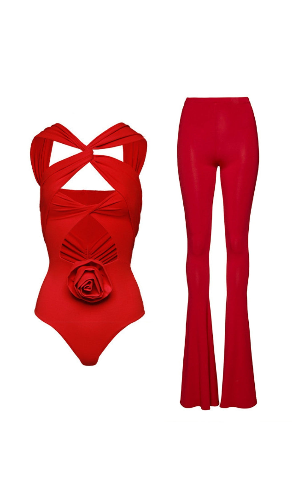 Cutout Swimwear Two Piece Set In Red