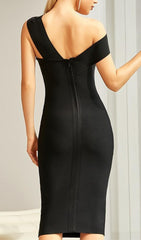 Black Off Shoulder Midi Bandage Dress