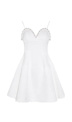 Pearl EmbelliShed HTM Mini Dress In White