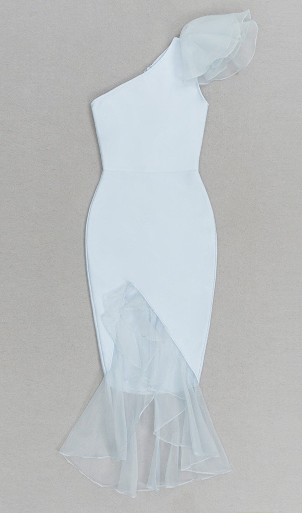 Bandage One-Shoulder Midi Dress In Light Blue