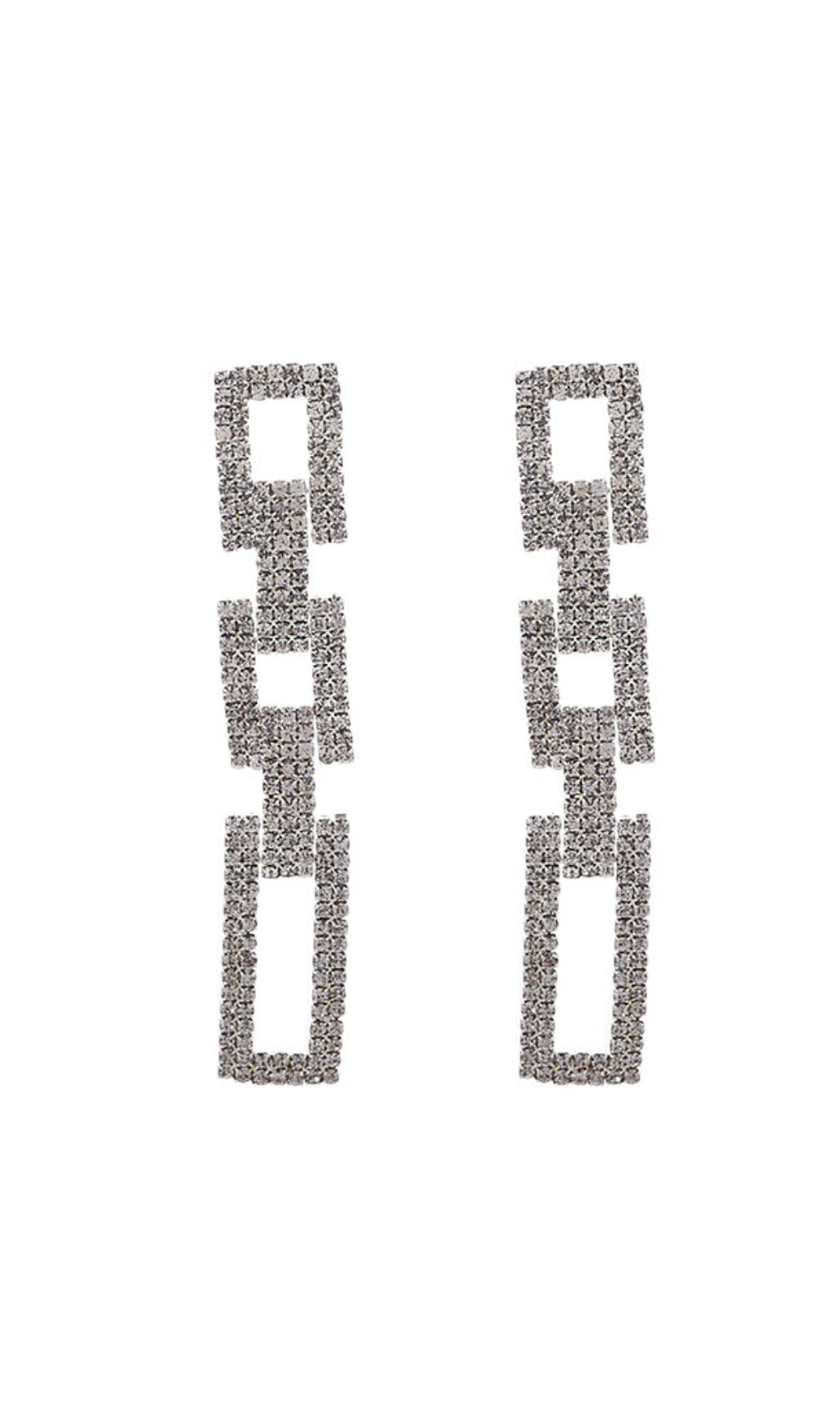Silver Diamante Chain Drop Earrings