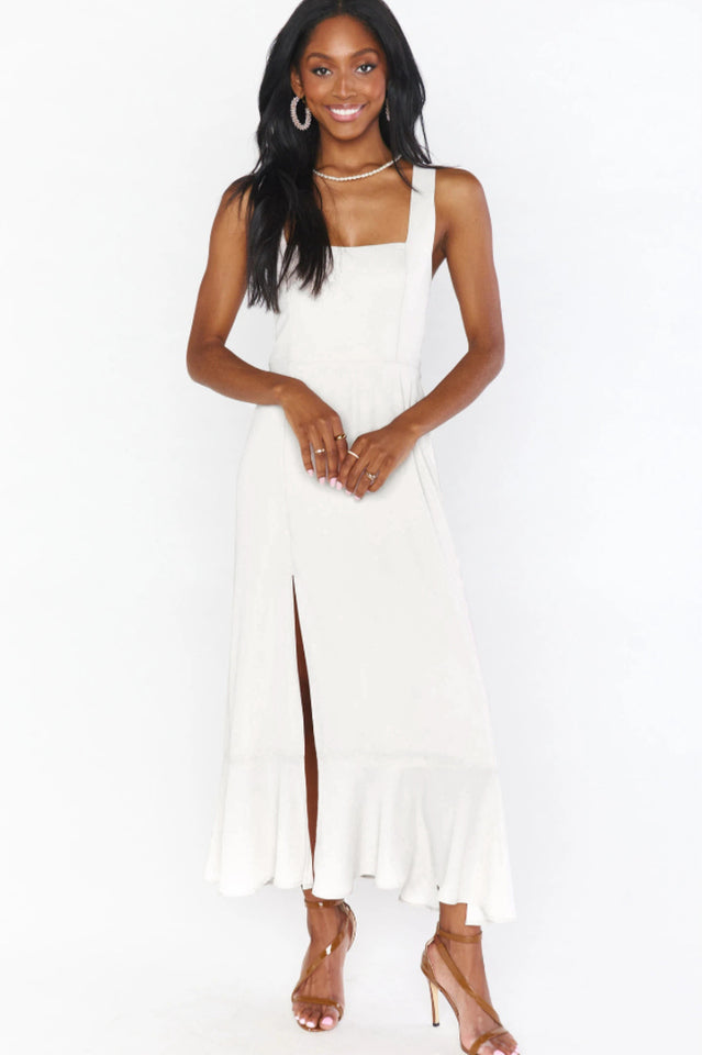 Tie Shoulder Boho Midi Dress