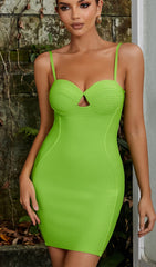 Cut Out Bodycon Mini Dress In LIME