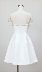 Pearl EmbelliShed HTM Mini Dress In White