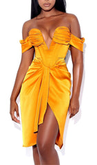 ALEXA Off Shoulder Corset Mini Dress - YelLow