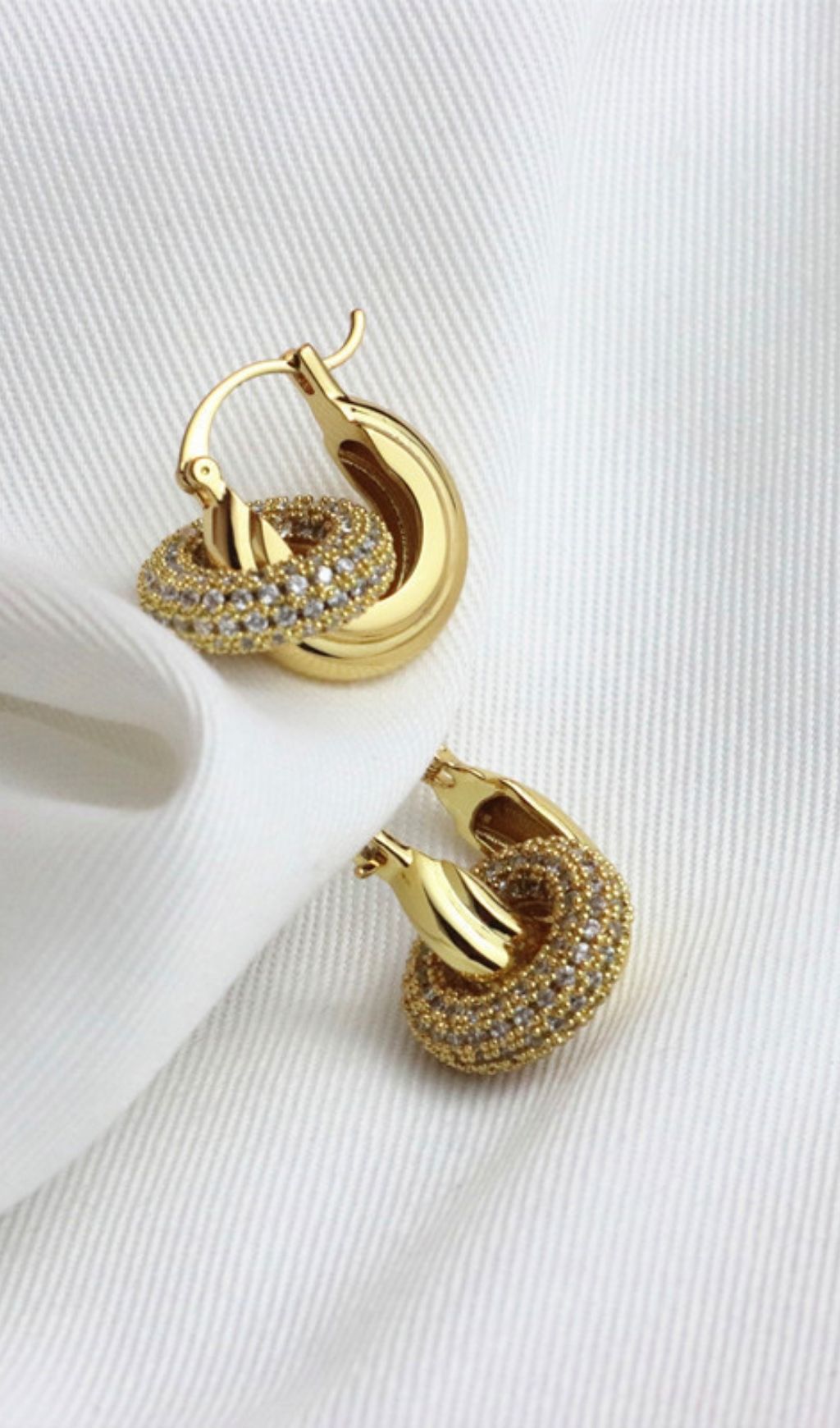 18K Gold Crystal HOOP Earrings