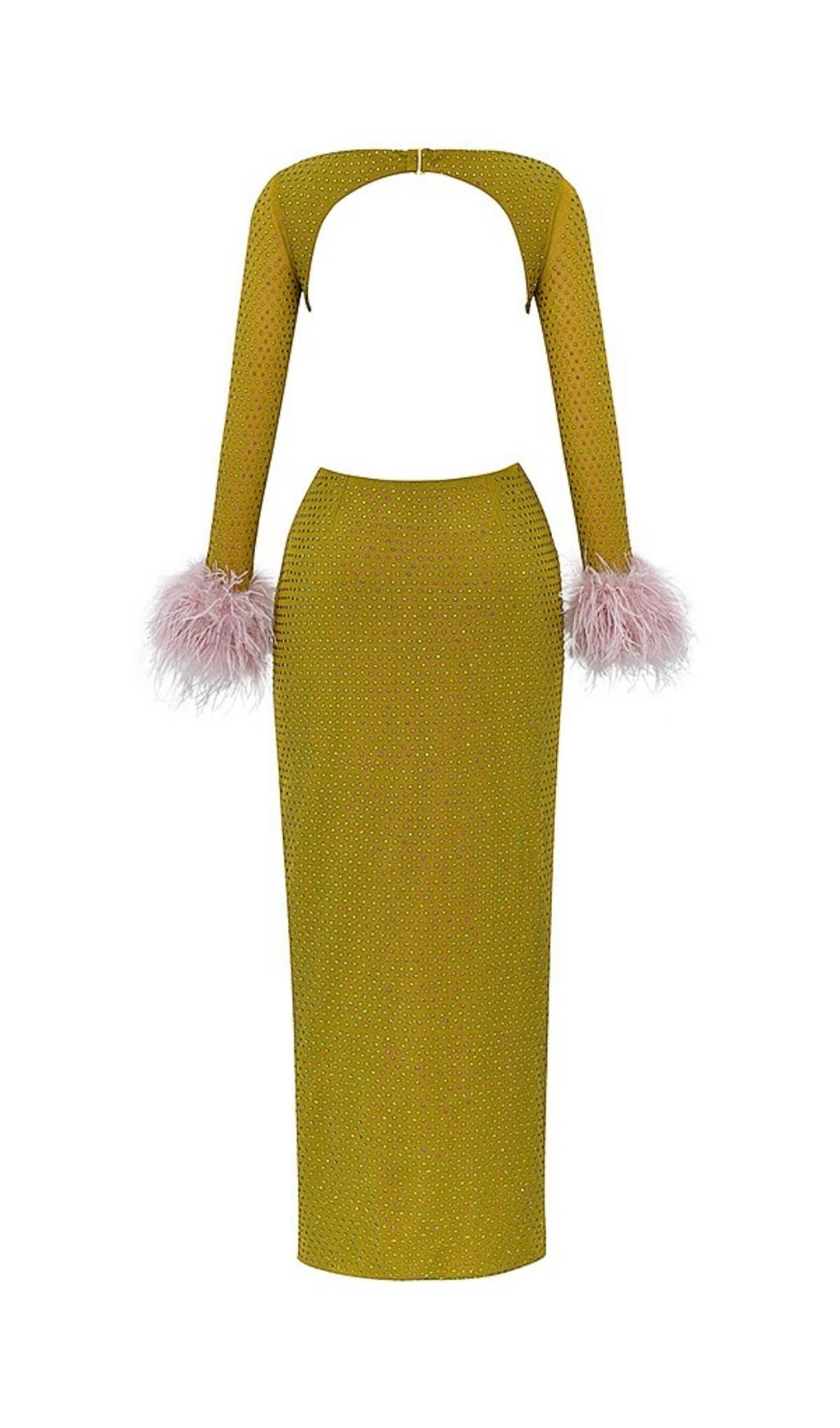 Chartreuse Crystallised Maxi Dress