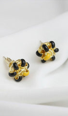 18K Gold ENAMEL Flower EAR STUDS - White