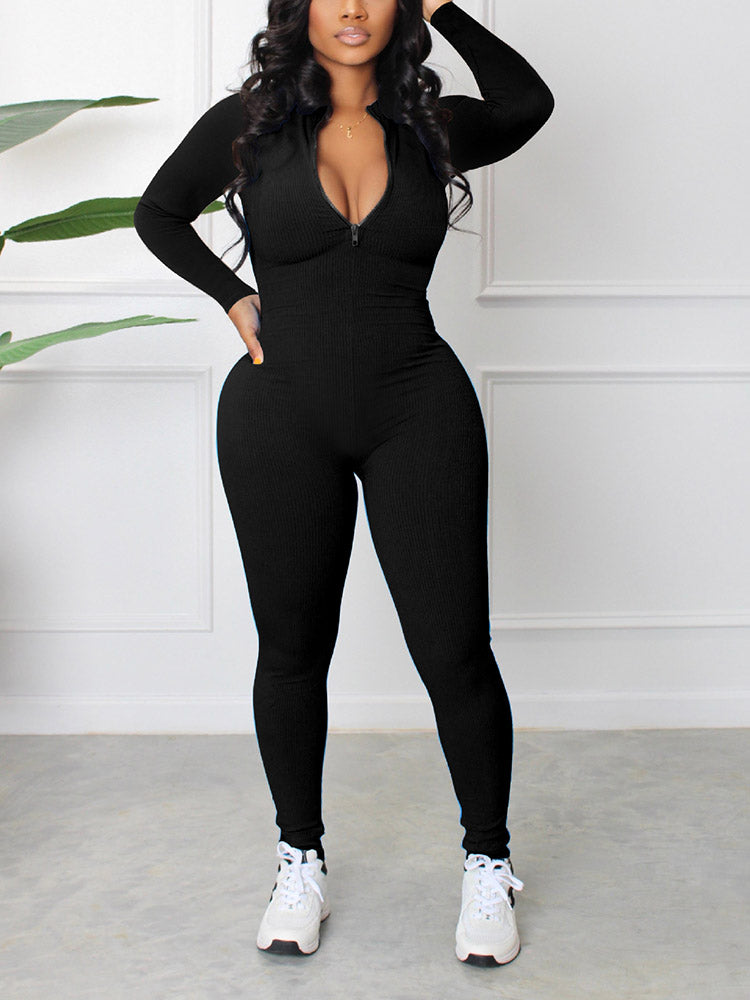 Zipper Front Jumpsuits