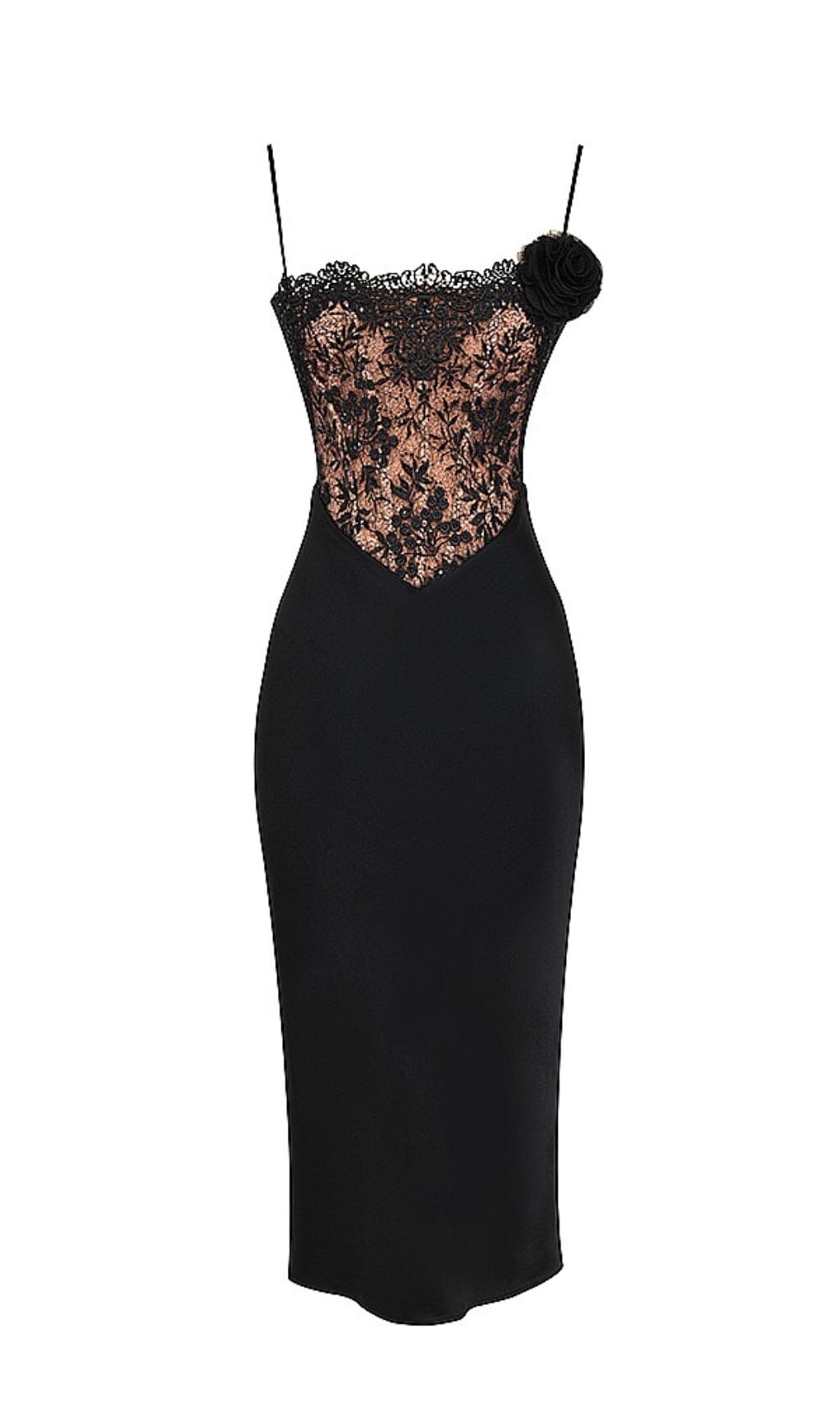 Black Satin And Lace Corset Dress