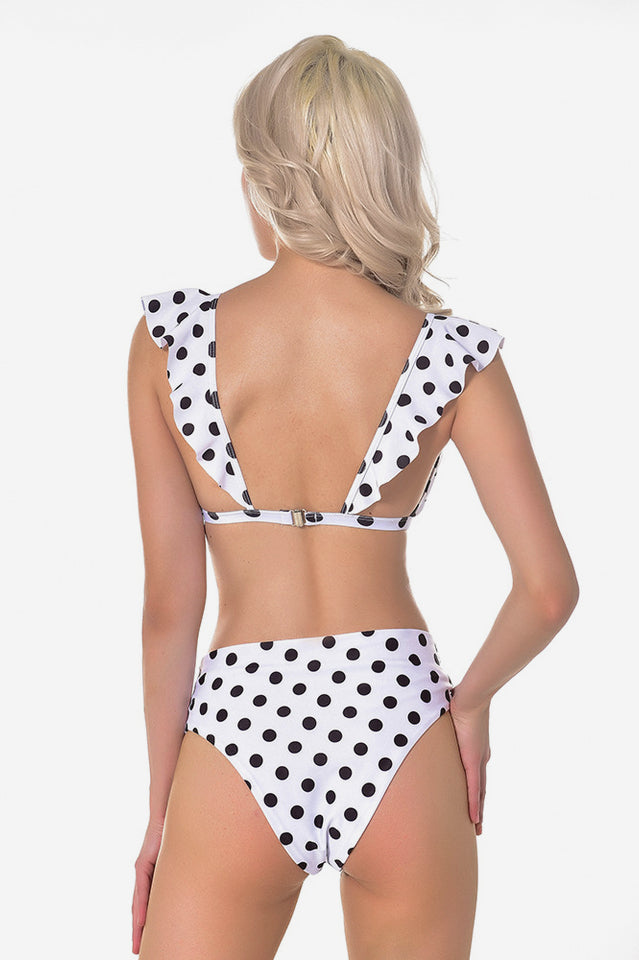 Polka Dot High Waist Ruffle Bikini