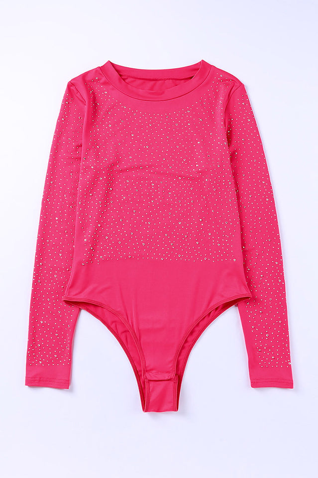 Rhinestone Round Neck Bodysuit