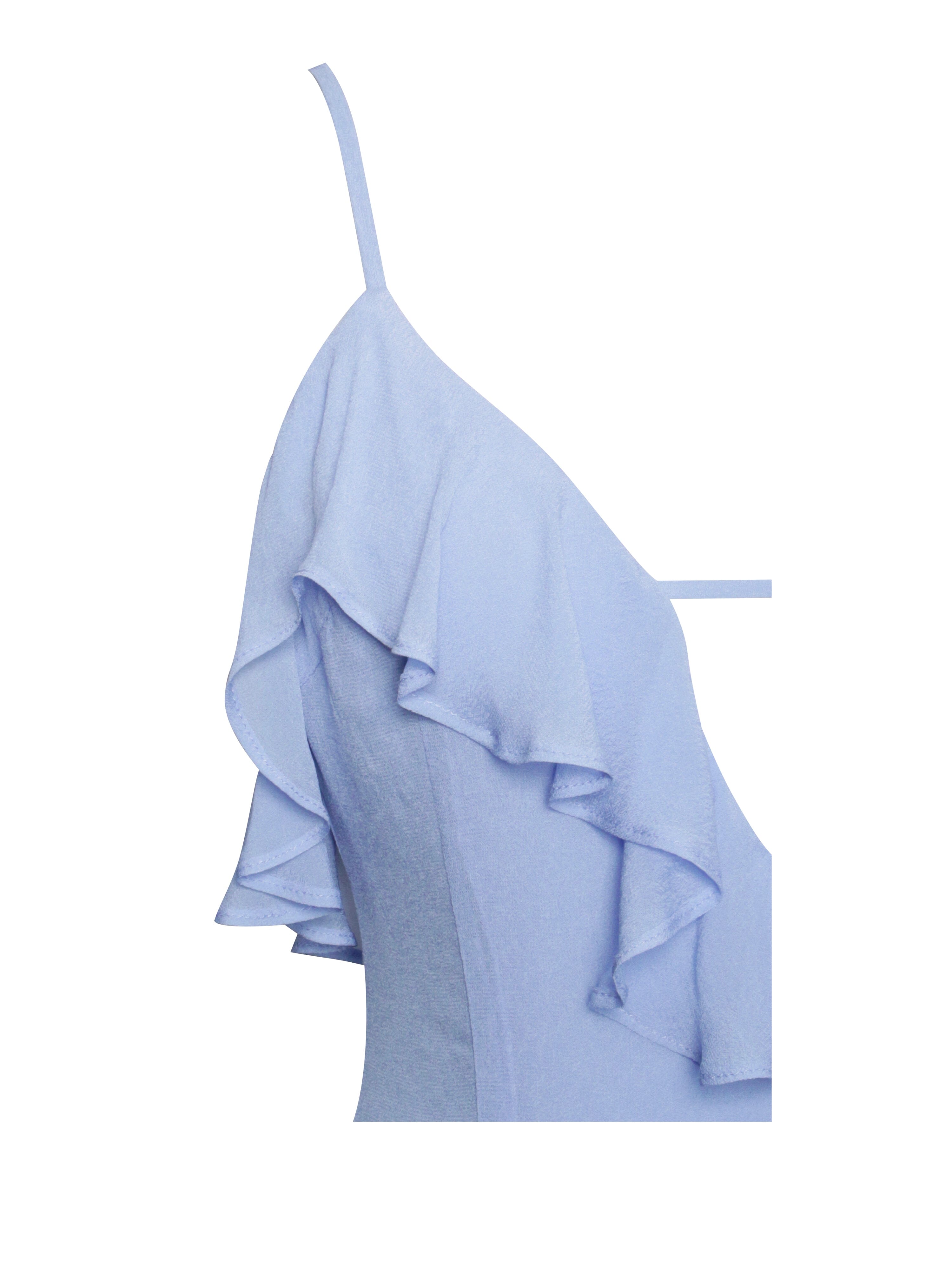 CORNFlower Blue RAYON Ruffle Maxi Dress