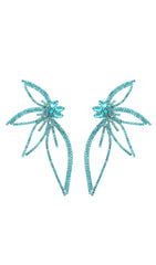 Crystal Flower Earrings In Blue