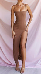 Corset Maxi Dress In Brown