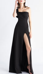 One-Shoulder MOP Dress In Black