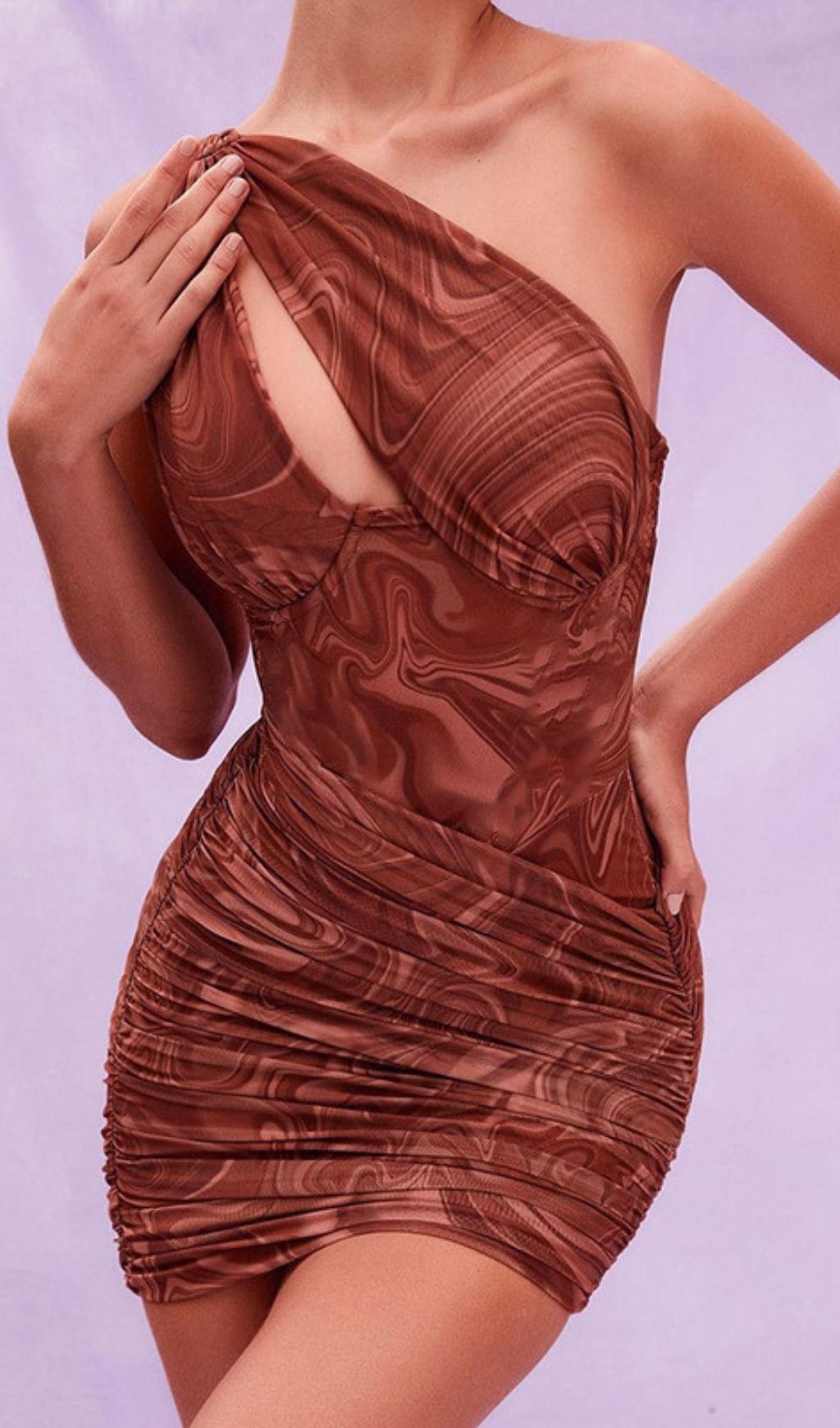 SWIRL Print Cut Out Mini Dress