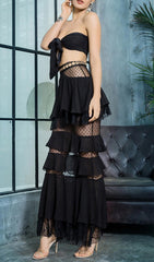 Black Strapless Mesh Maxi Dress