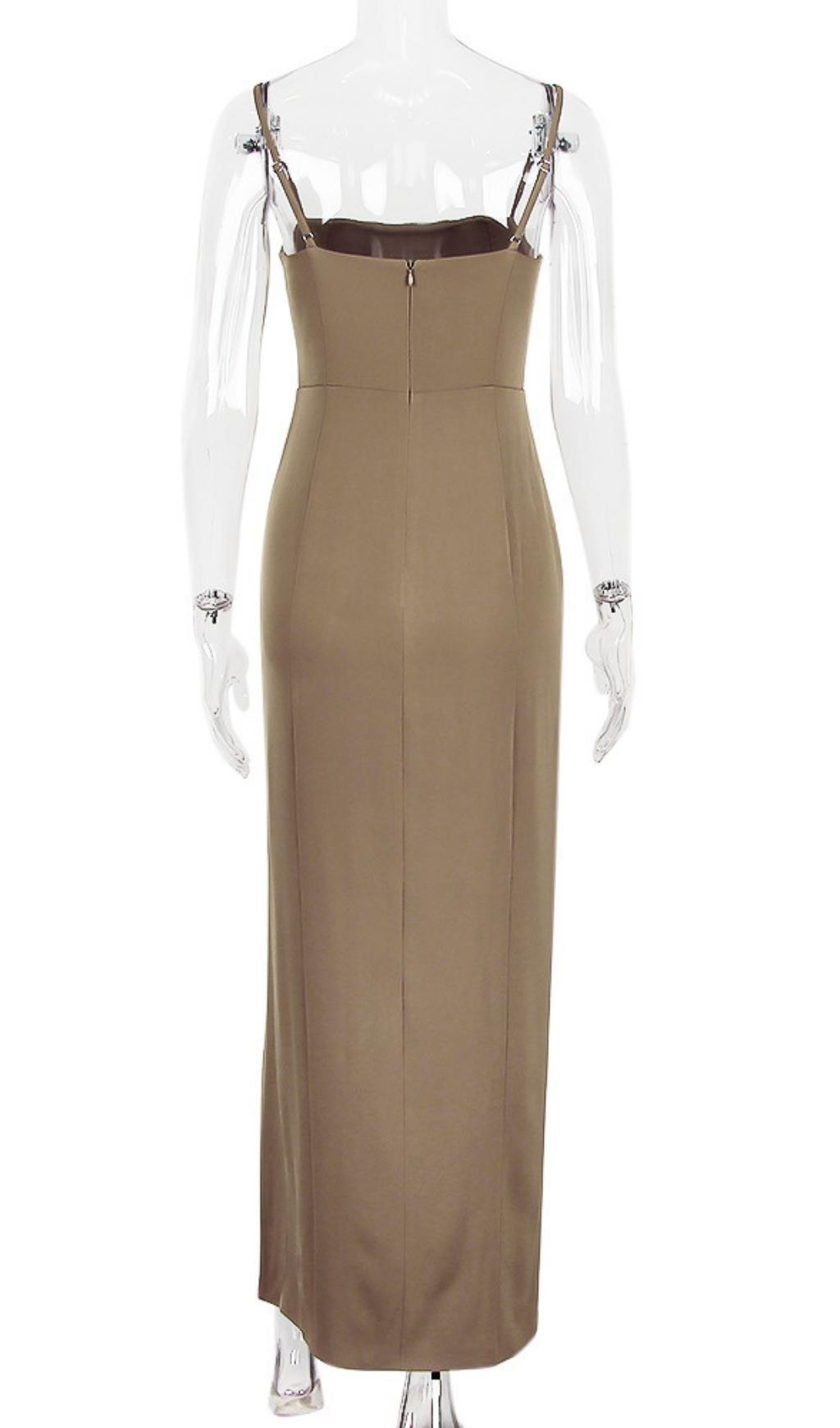 Corset Maxi Dress In Brown