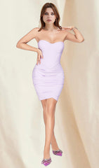 Purple Strapless Corset Mini Bandage Dress