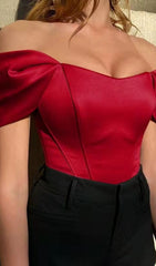 Red BarDot Corset Top