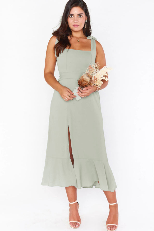 Tie Shoulder Boho Midi Dress