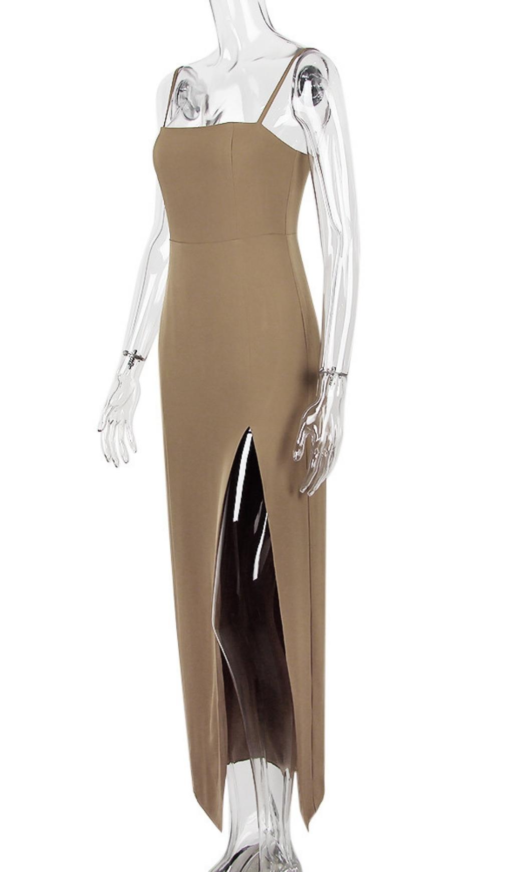 Corset Maxi Dress In Brown