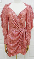 Rose Gold Holographic SequinNed Wrap Dress