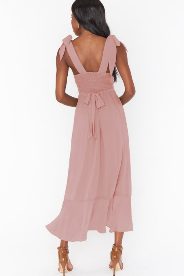 Tie Shoulder Boho Midi Dress