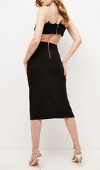 Bandage Cutout Midi Dress In Black