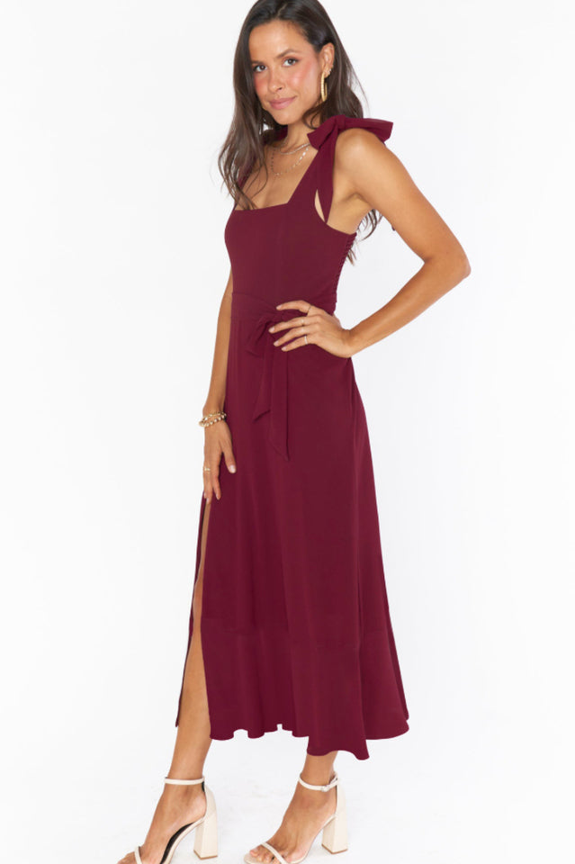 Tie Shoulder Boho Midi Dress