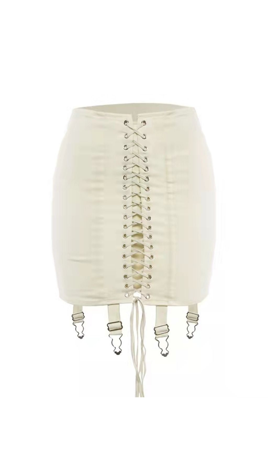 Ivory Lace UP Mini Skirt