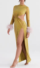 Chartreuse Crystallised Maxi Dress