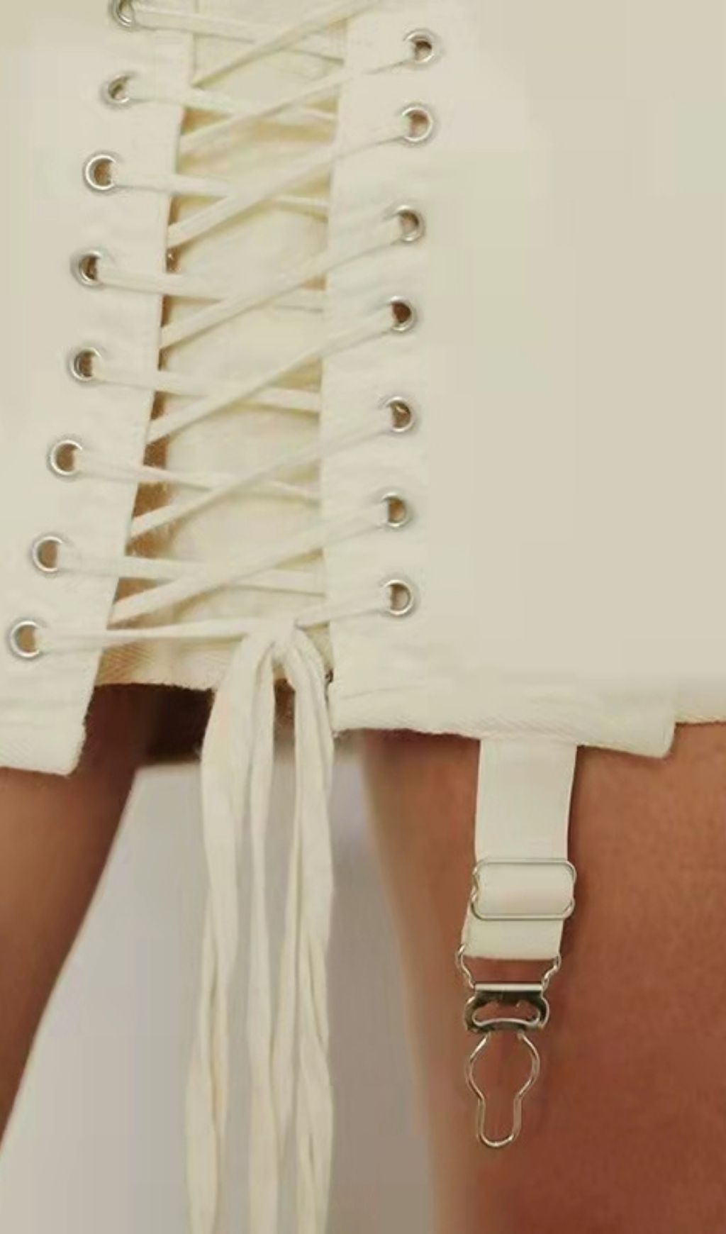 Ivory Lace UP Mini Skirt