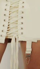 Ivory Lace UP Mini Skirt