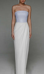 Bandeau Waist-Tightening Maxi Dress In White