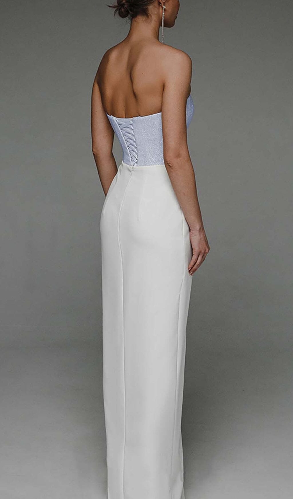 Bandeau Waist-Tightening Maxi Dress In White