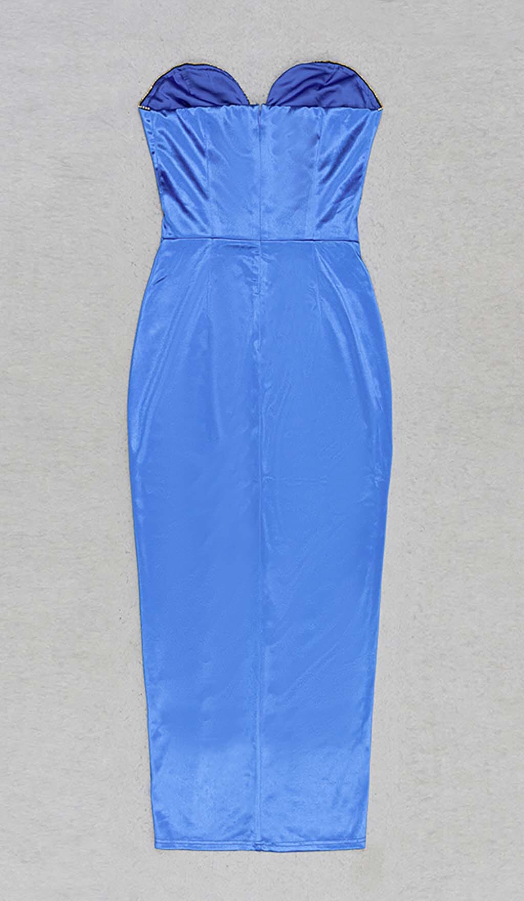 Bandeau Bodycon Midi Dress In Blue