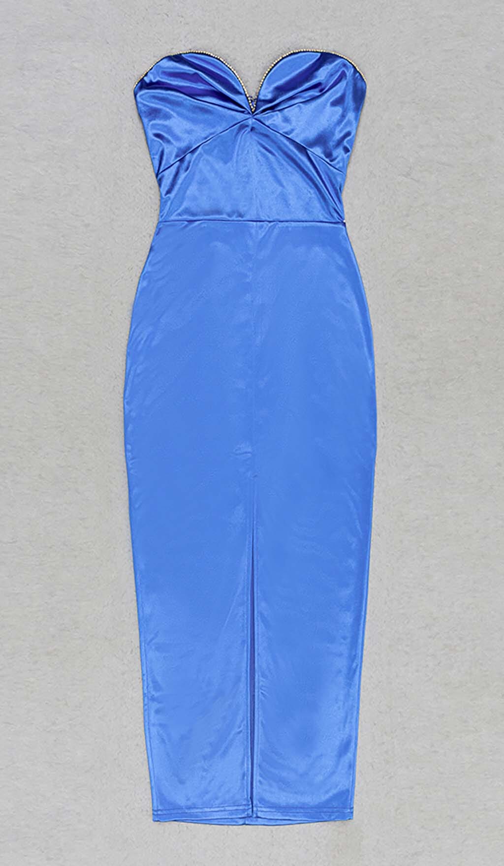 Bandeau Bodycon Midi Dress In Blue